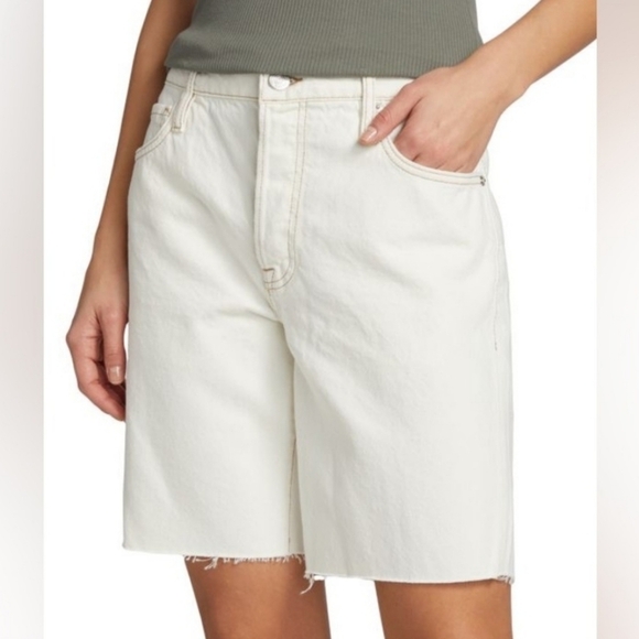 NWOT. Frame Le Slouch Bermund Shorts Ecru - Picture 1 of 9